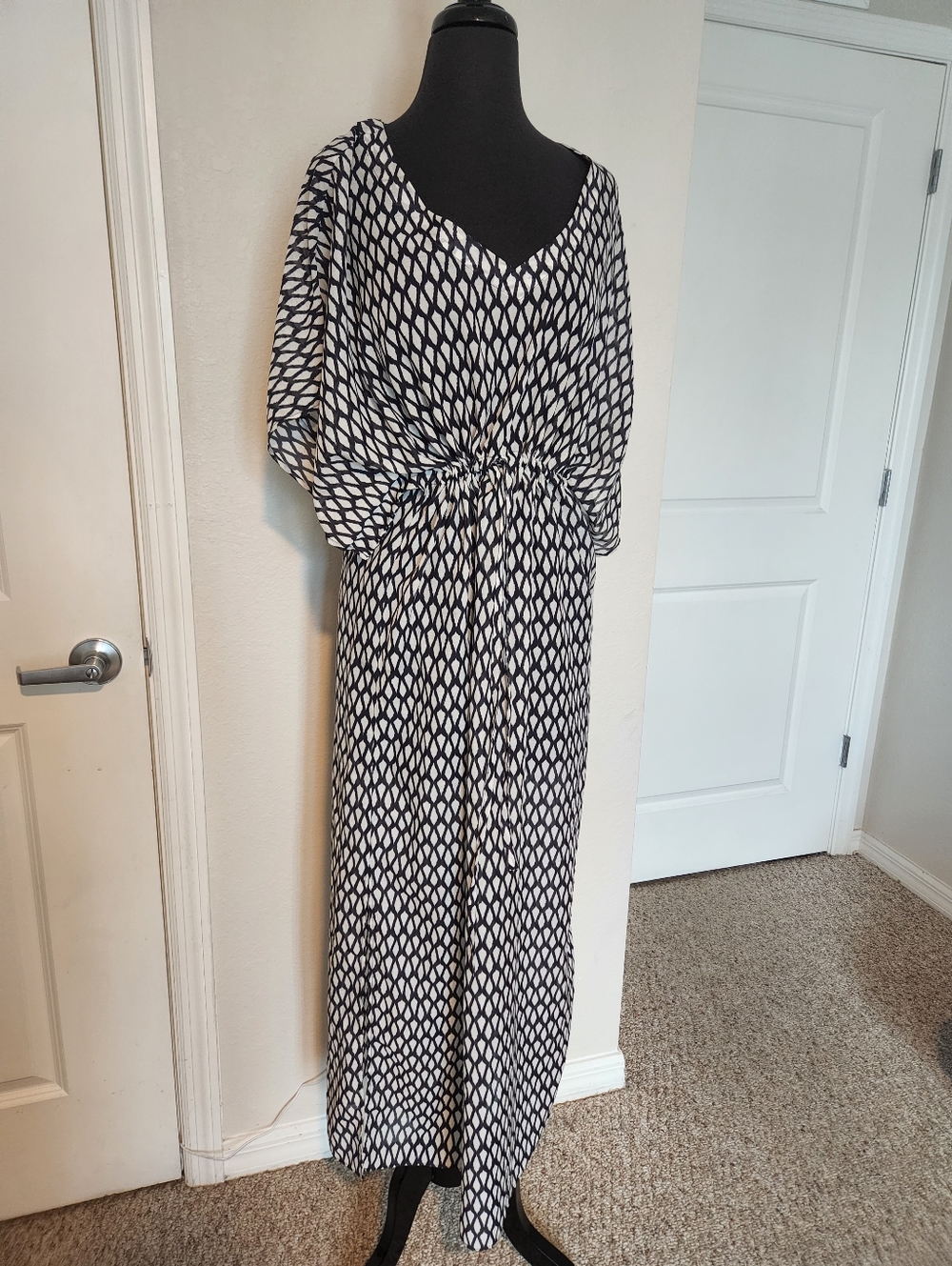 Talbots Black and White Patterned Swim Coverup Maxi